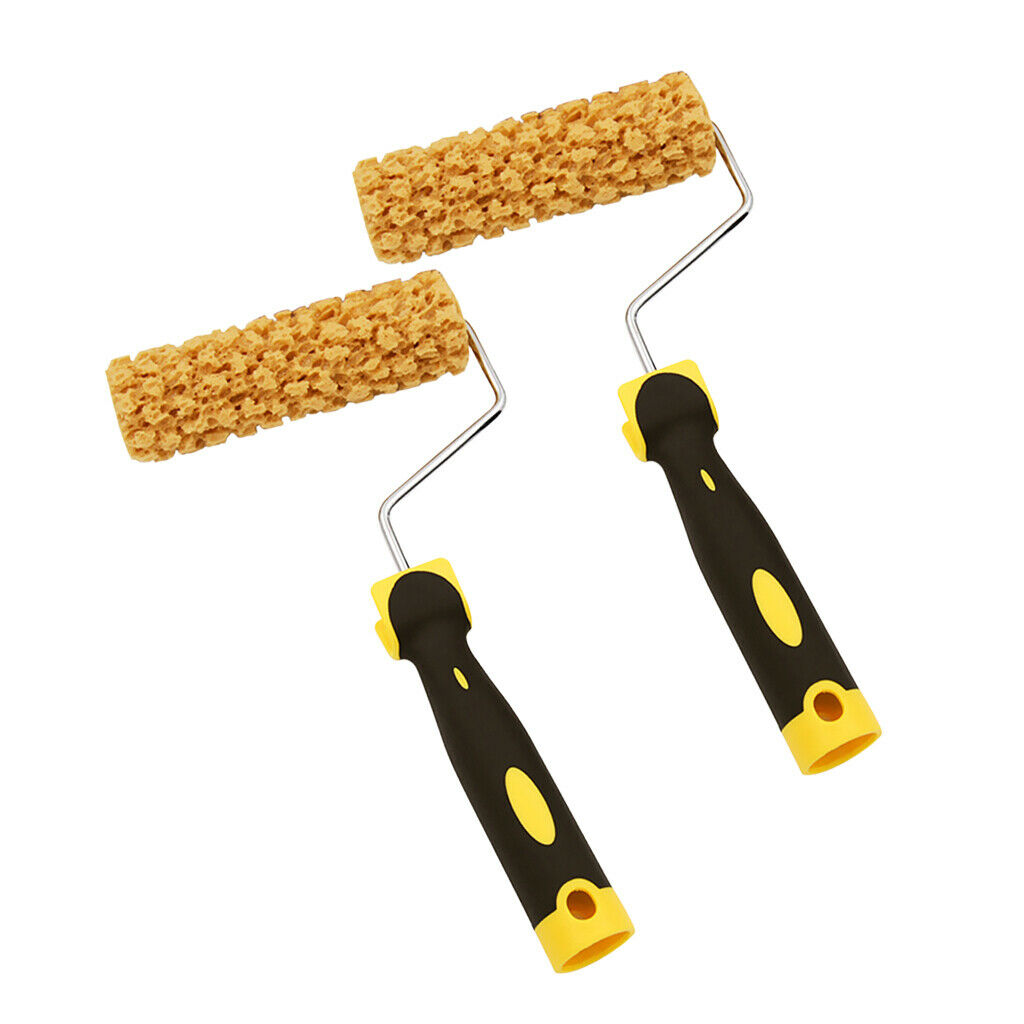 2x 7" Wall Texture Pattern Painting Tool Plastic Handle Sponge Paint Roller