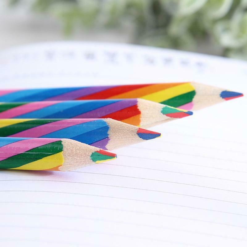 4 PCS Rainbow Pencil Pencil Student Pencil Rainbow Pencil DIY Painting Drawing