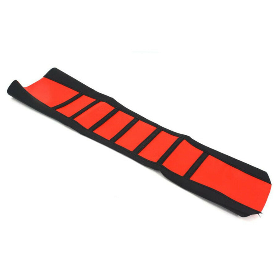 1PC Motorcycle Scooter Black Ribs Red Top Stretchy Rubber Seat Cover Protector
