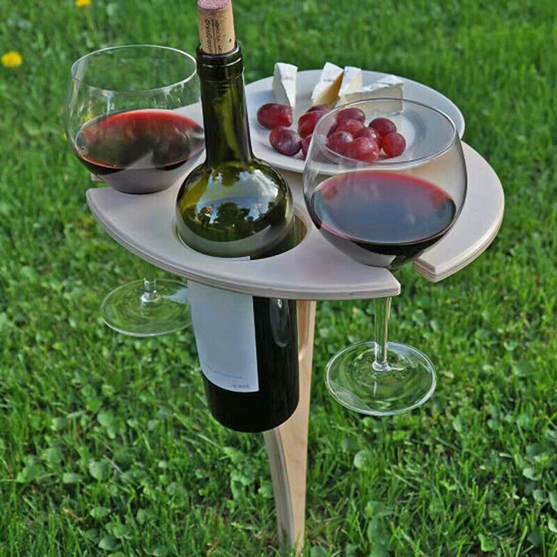 Outdoor Wine Table With Foldable Round Mini Wooden Picnic Table Easy To CarrBDA