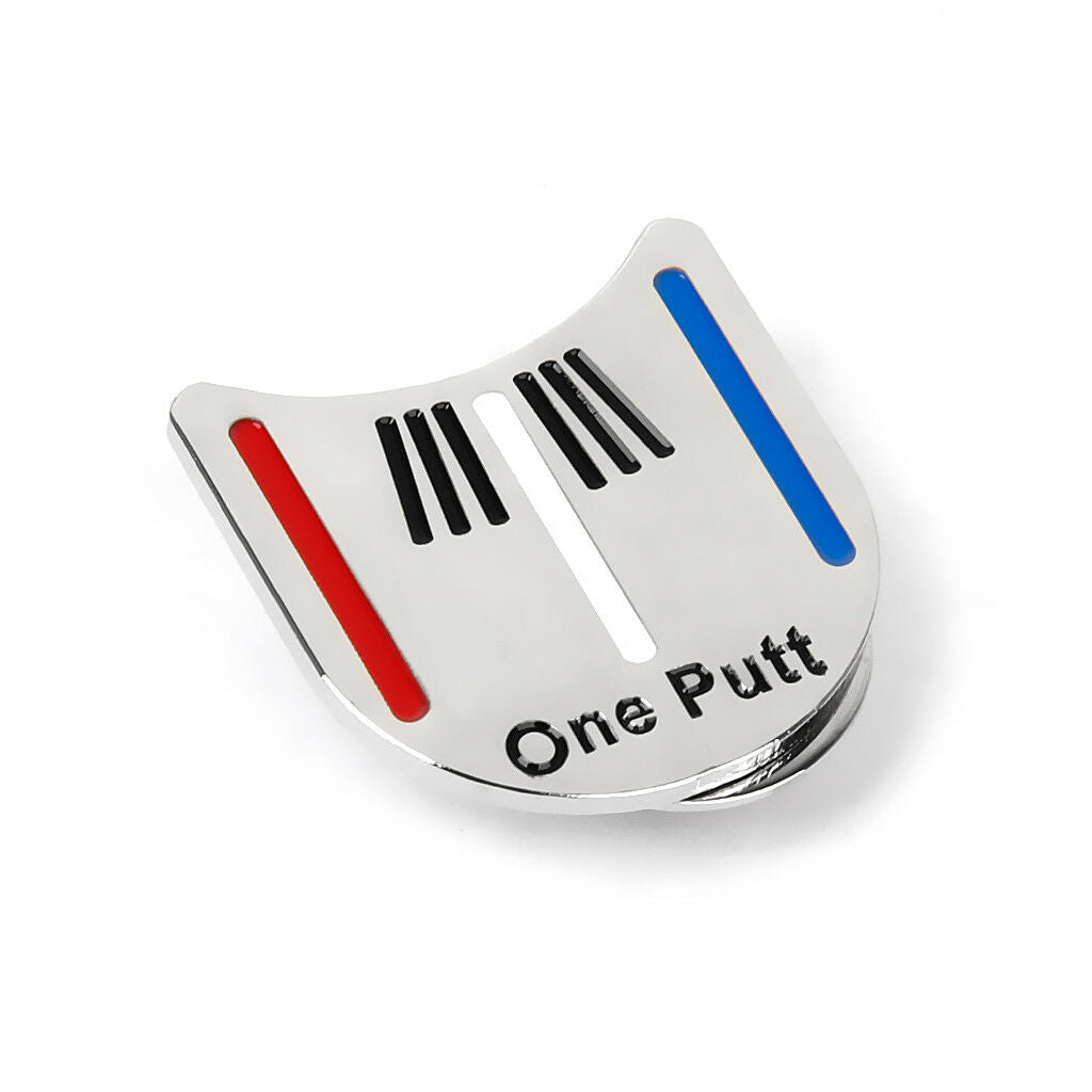 Red White Blue Striped One Putt Golf Putting Alignment Ball Marker +Hat Clip