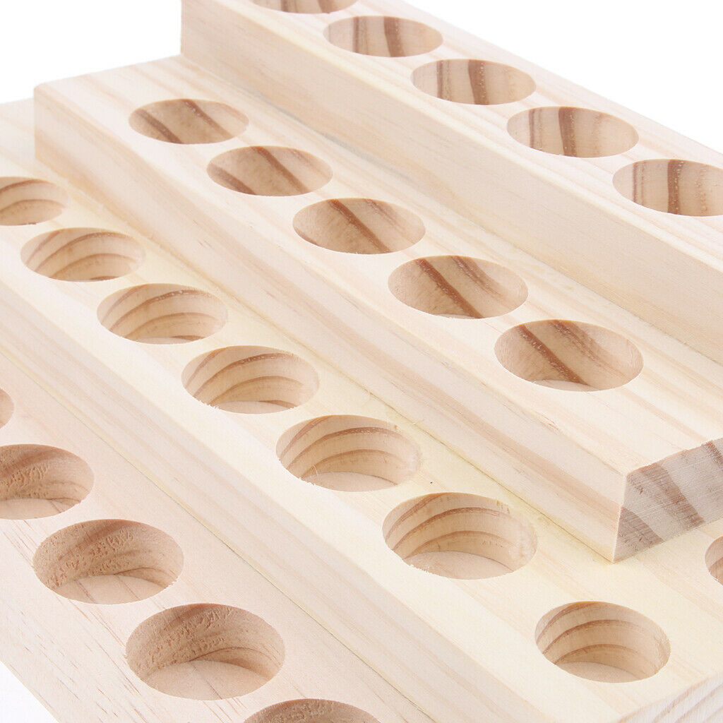 2 Pieces Wooden Essential Oil Holder Display Storage Rack Tray Organizer