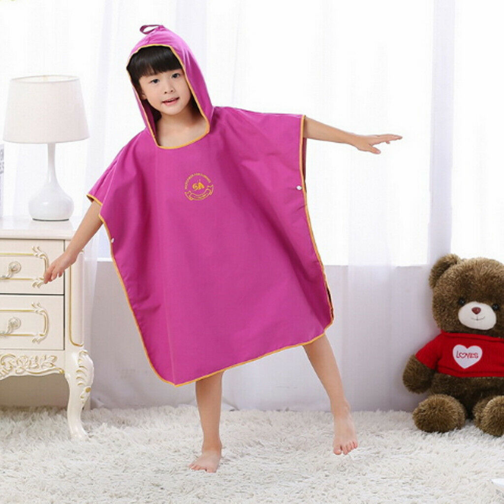 Kids Children Surf Beach Bath Hooded Poncho Wetsuit Changing Robe Navy Blue