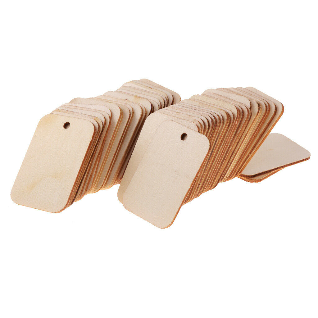 75x Blank Natural Wood Gift Tags Hanging Label Wedding Party Message Board