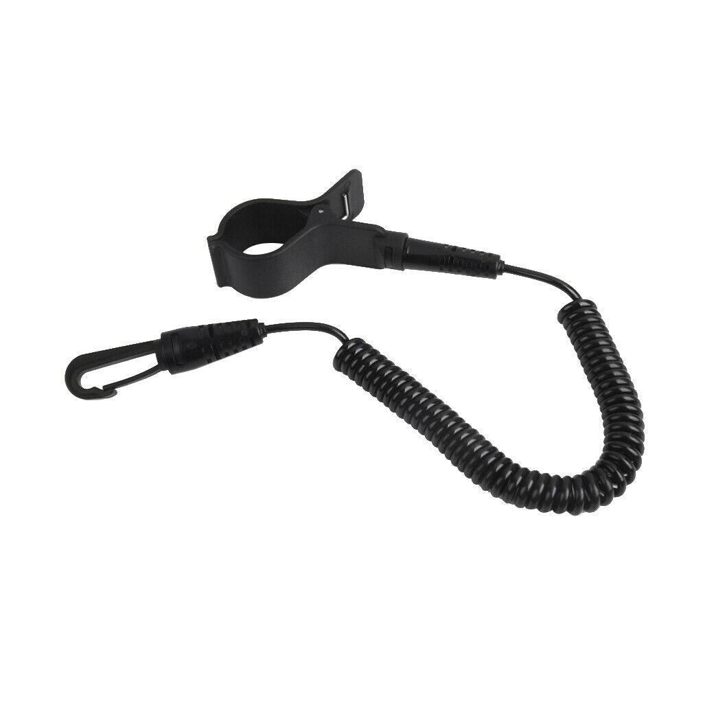 Strong Clamp-on Kayak Paddle Leash Cord Rod Oar Coil Tether with Hook Clip