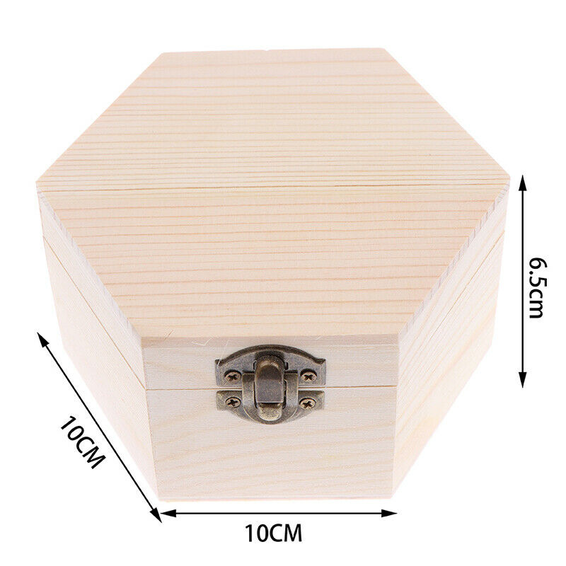 Wooden Retro Jewelry Box Desktop Natural Wood Clamshell Storage Hand Deco.l8