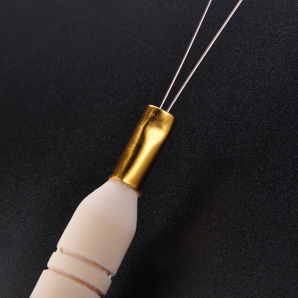 Wooden Hair Extension Tools Micro Ring Bead Pulling Hoop Loop Feather Threader
