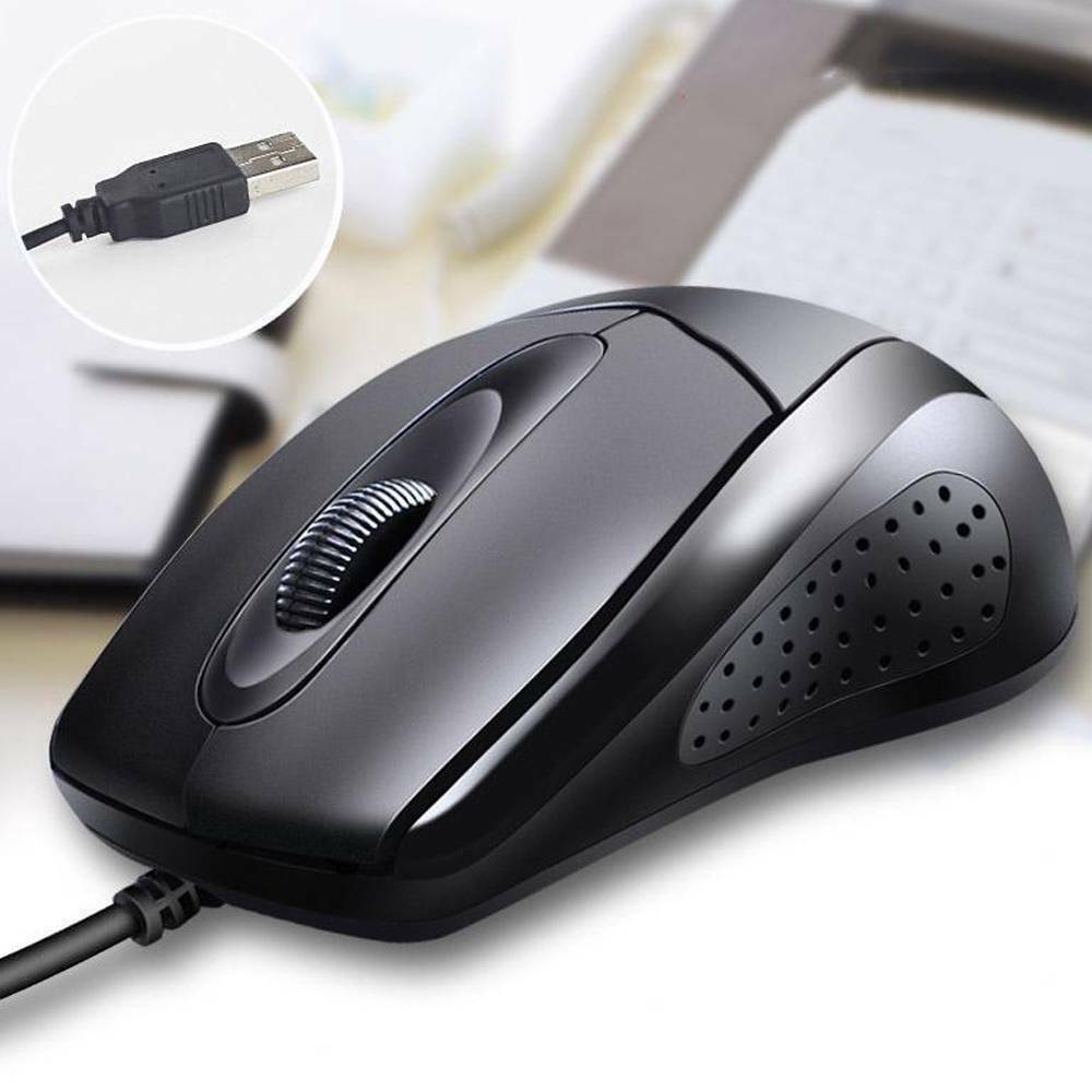 UK Black Ergonomic USB Wired Mice Scroll Wheel Optical Mouse For PC Laptop New!