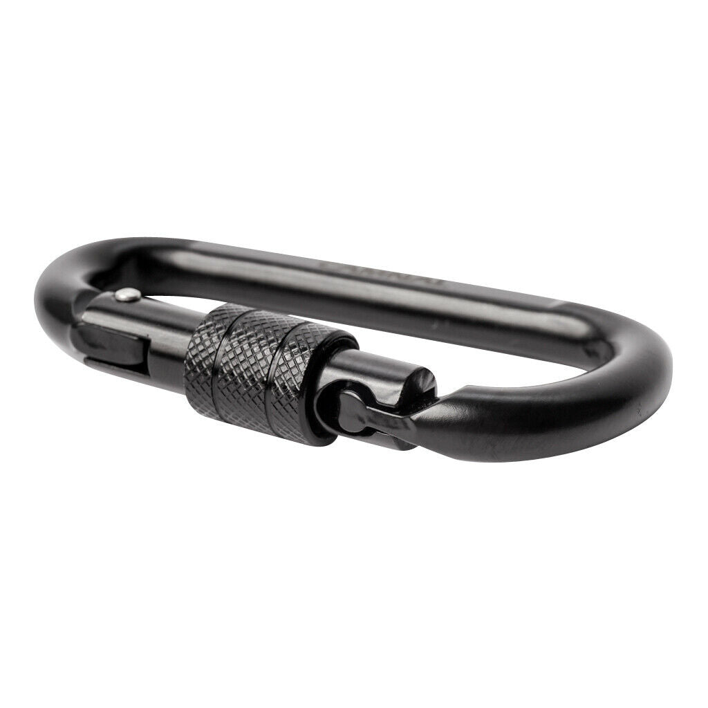 3 Pack Outdoor Carbon Steel D Shape Screw Locking Climbing Carabiners 30KN