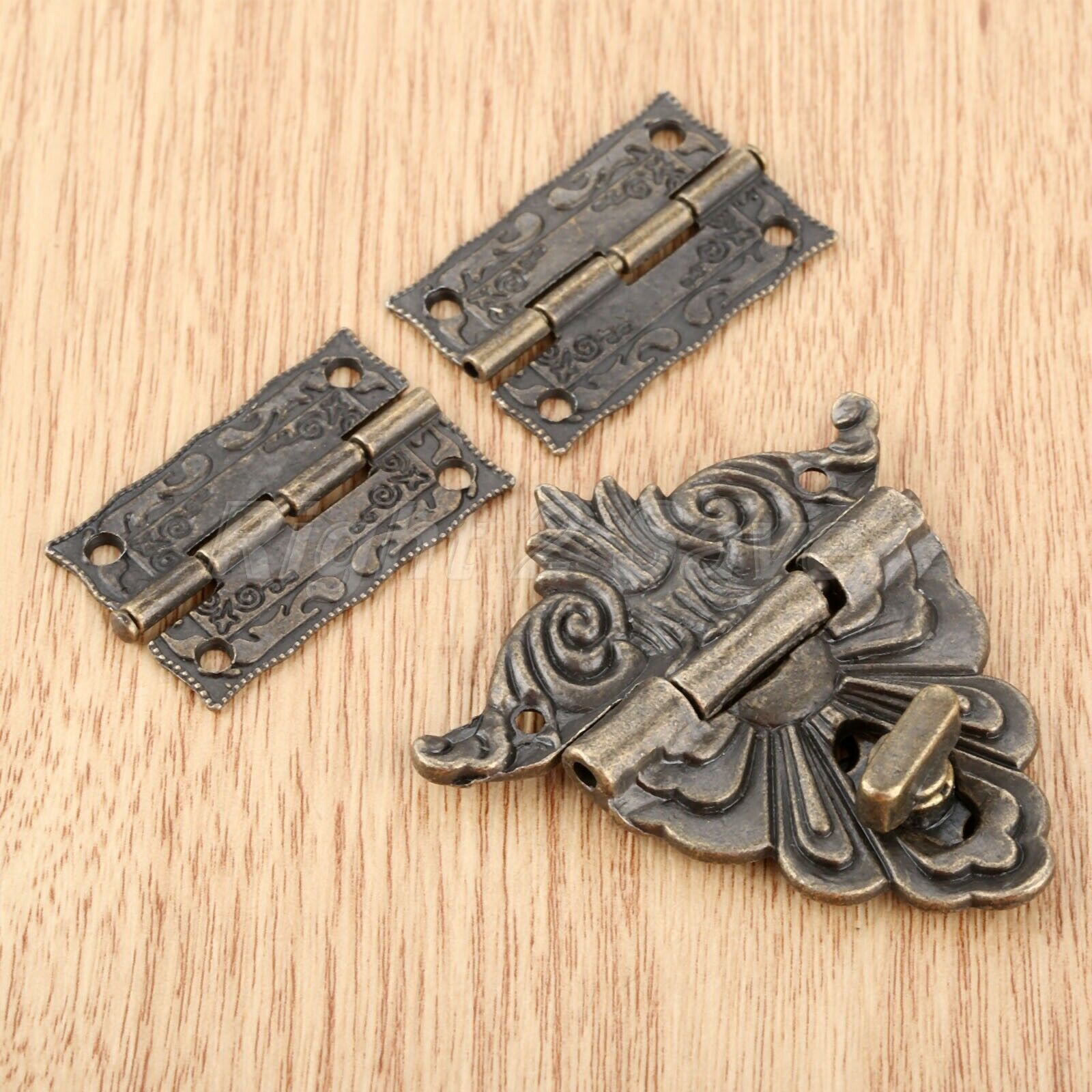 European Style Chest Suitcase Jewelry Box Latch Clasps Trinket With 2pcs Hinges