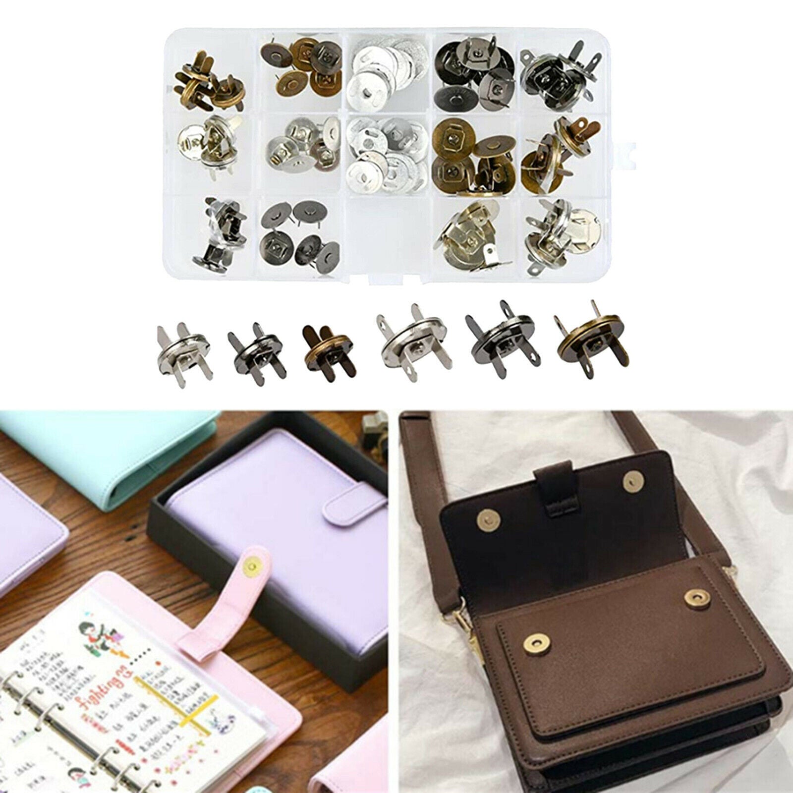 14/18mm Magnetic Snap Fastener Button for Purses Sewing Craft Bags Cloth 30x
