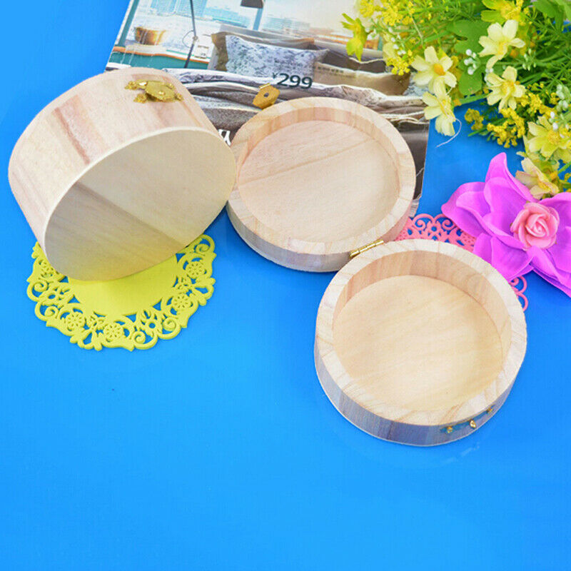 1PC Boutique Gift Wooden Box Jewerly Storage Gift Box Storage Wooden RoundDD