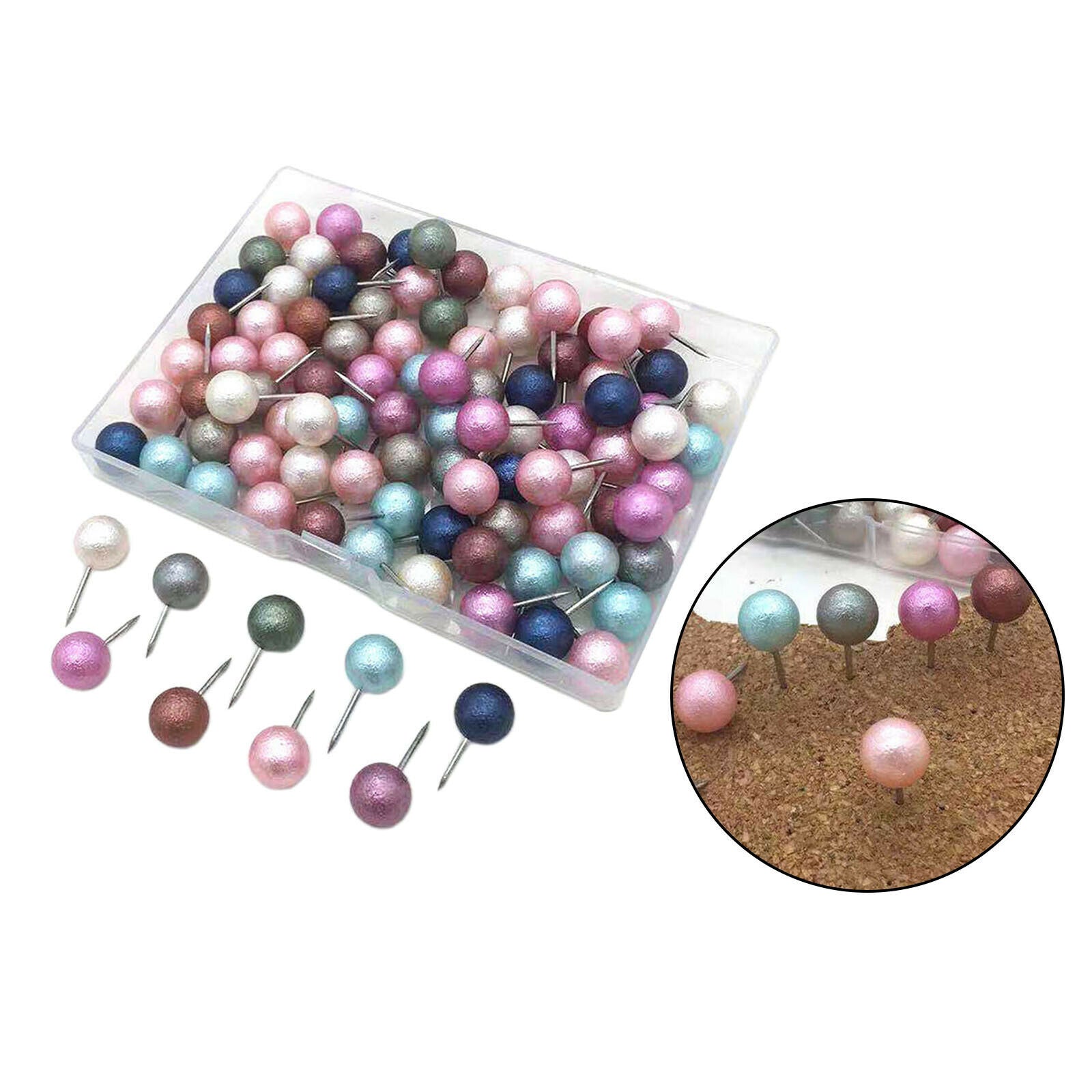 100x Push Pin Pushpin Round Head Thumb Tacks Posters Office Home Supplies