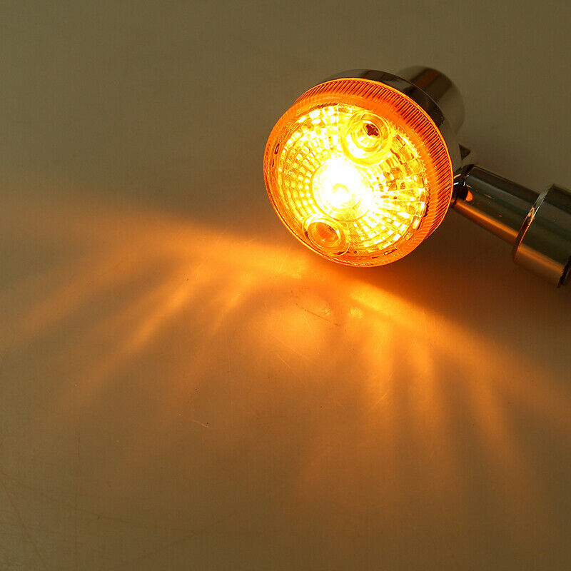2PCS Motorcycle Turn Signal Lights Indicators Blinker Amber Lamp Universal Fit