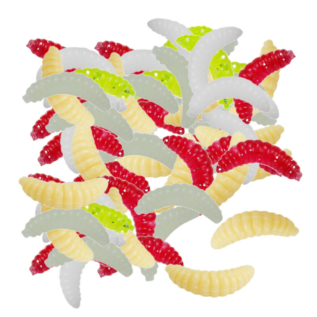 100 Pcs / Set Fishing Soft Maggot Worm Bread Bug Maggot Bait Mixed