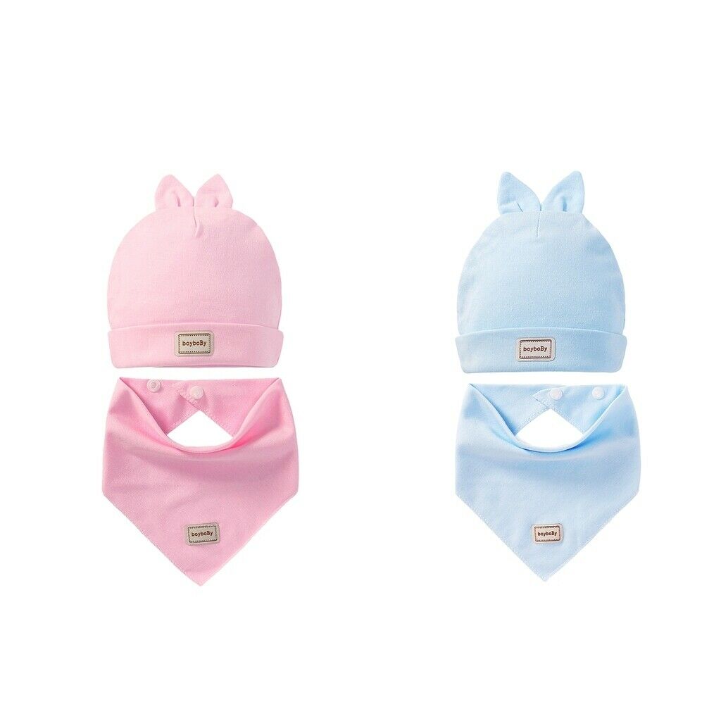 2Set Baby Kids Infant Toddler Bandana Bib Feeding Triangle Salvia Towel Hat