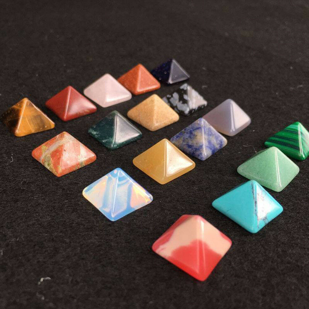 Set of 7 Chakra Pyramid Stone Set Crystal Healing Wicca Natural Spirituality New