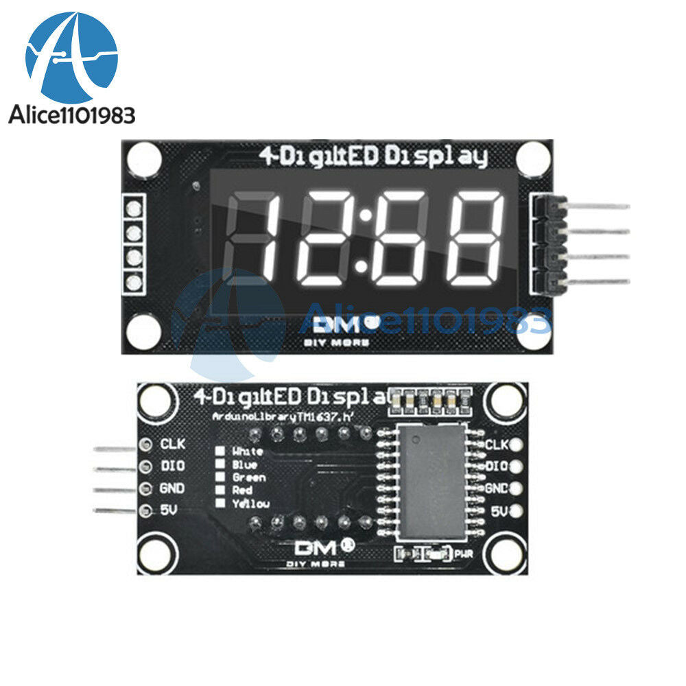 White TM1637 0.36" inch 7-Segment 4-Digit LED Display Clock LED Tube Module