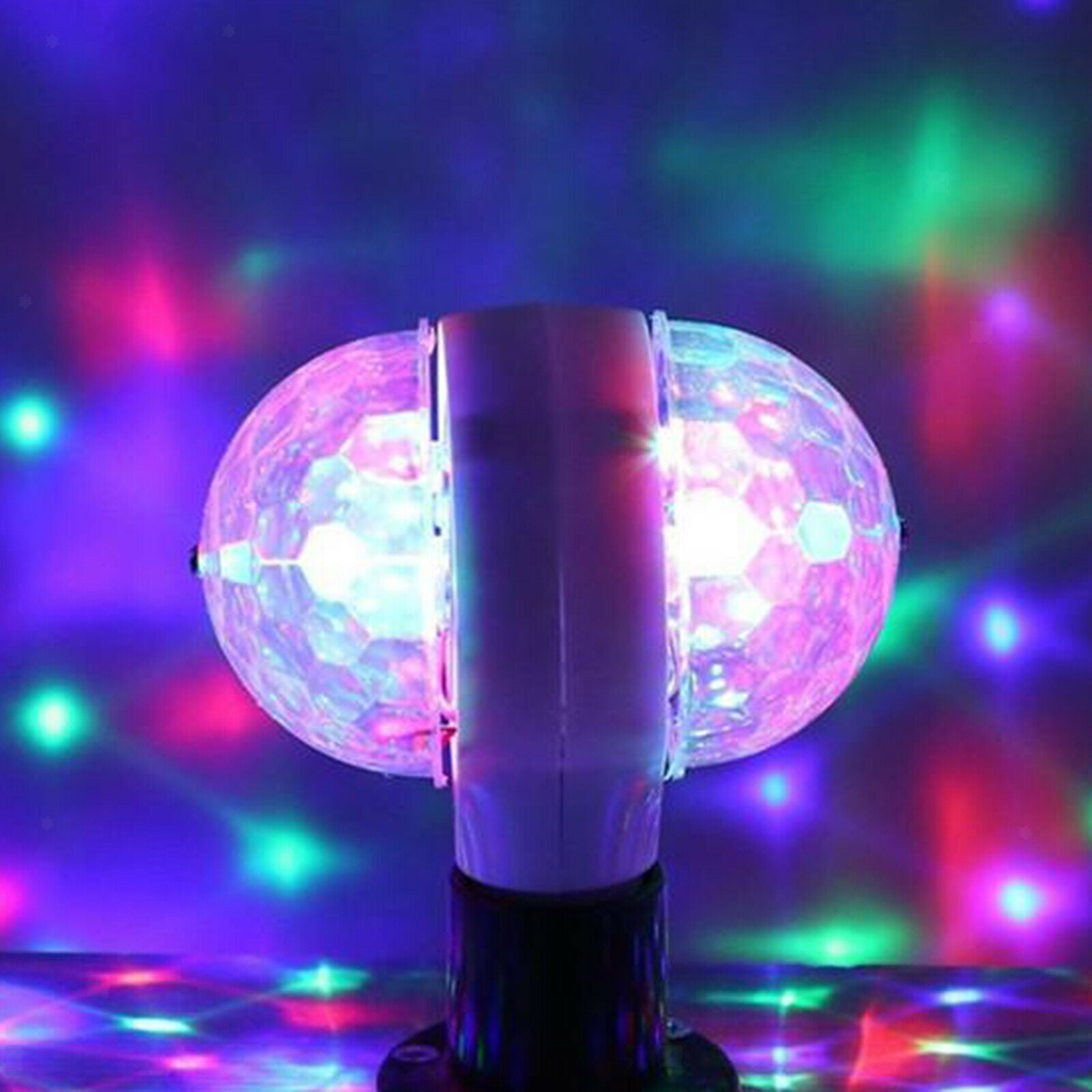 Disco E27 Light Crystal Ball Bulb 2-Head Rotating Party Effects Lighting