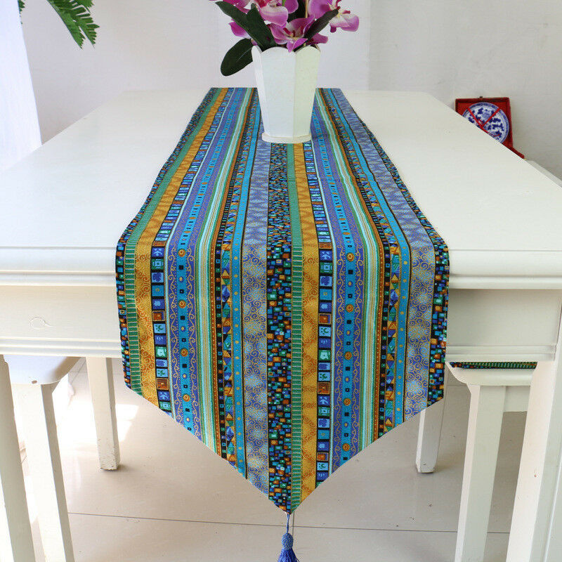 Bohemian Table Runner Mat Tablecloth Tassel Wedding Decor 30cm*220cm Green