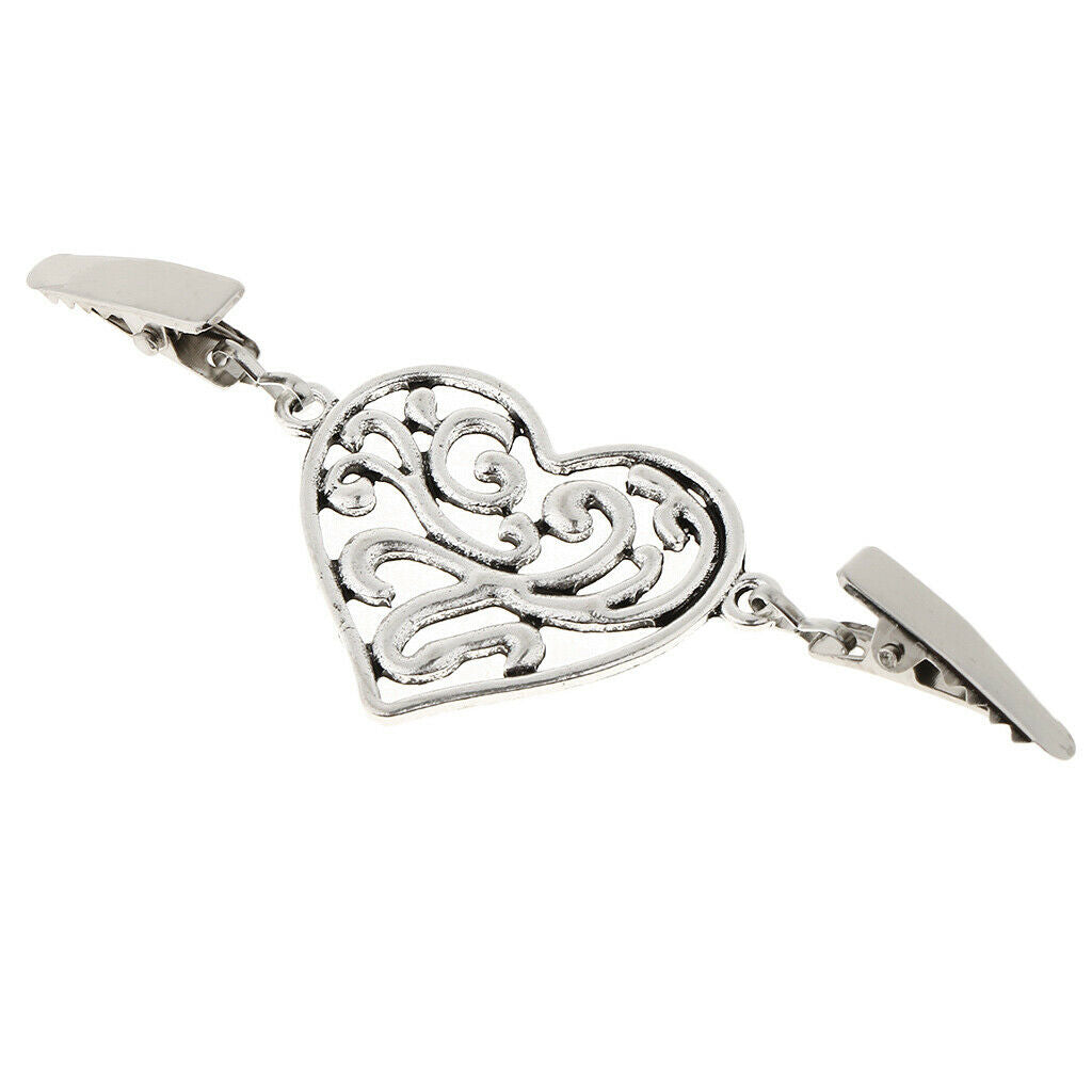 2 Piece Women Cardigan Clip Sweater Clip Shawl Clip Heart Brooch