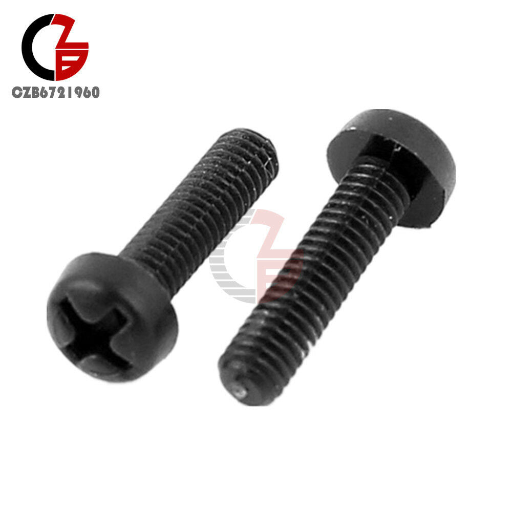 20PCS M3 x 10mm Nylon Black Round Phillips Pan Head Screws