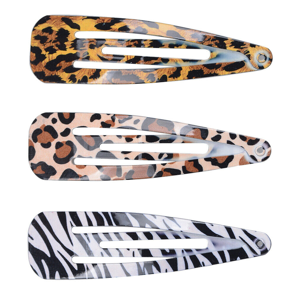 3pcs No Slip Metal Leopard Pattern Sexy Lady Girls Kids Snap Hair Clips