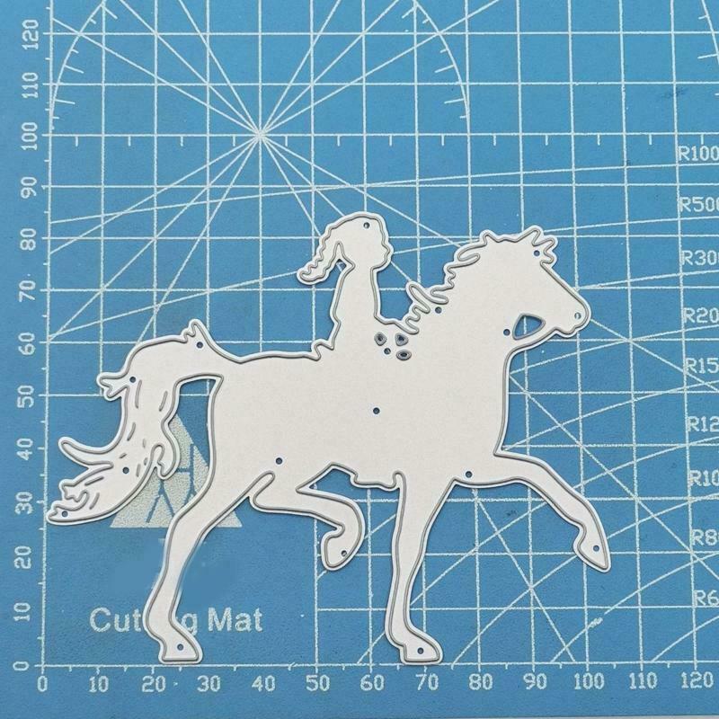 Girl Horse Metal Cutting Dies Stencil Scrapbooking DIY Album Stamp Paper craft