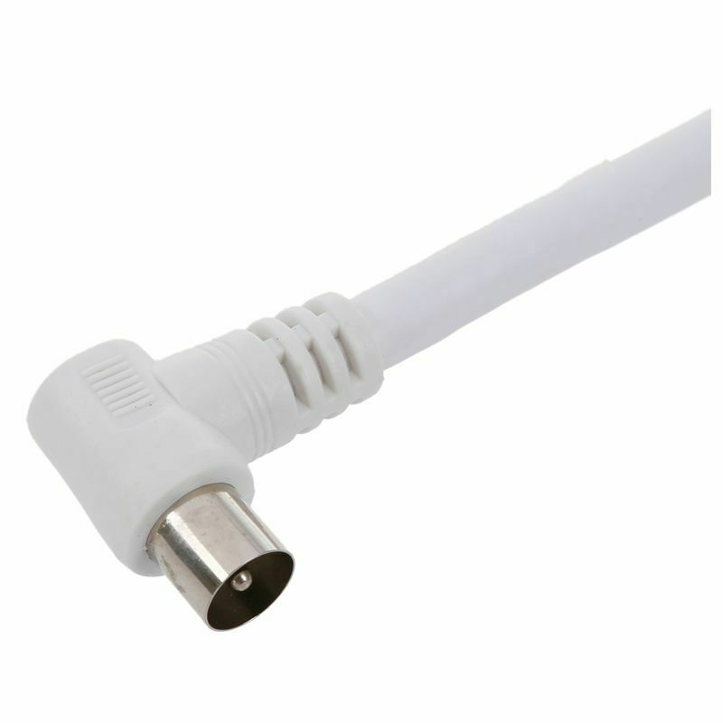 White 6.6ft 9.5mm 90 Degrees Male to F type Male Coaxial TV Satellite Antenna M4