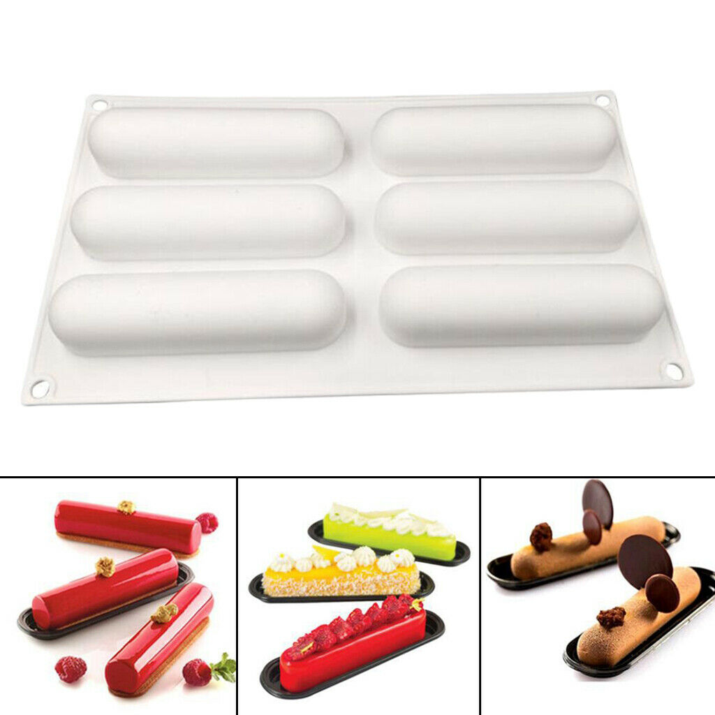 6 Cavities Long Strip Reusable Silicone Mold DIY Cake Dessert Brownie Pastry