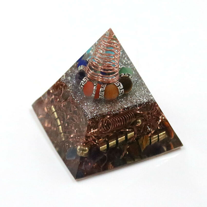 Orgone Crystal Epoxy Pyramid Reiki Healing Positive Energy Generator Ornament