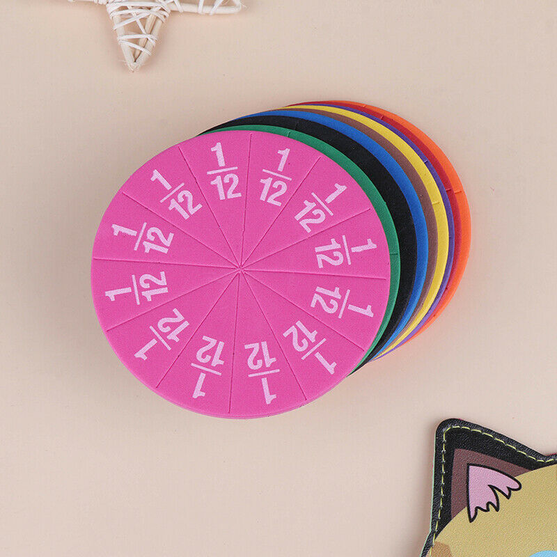 Rainbow Magnetic Round Fraction Tiles Early Education Learning Counting Math  FG