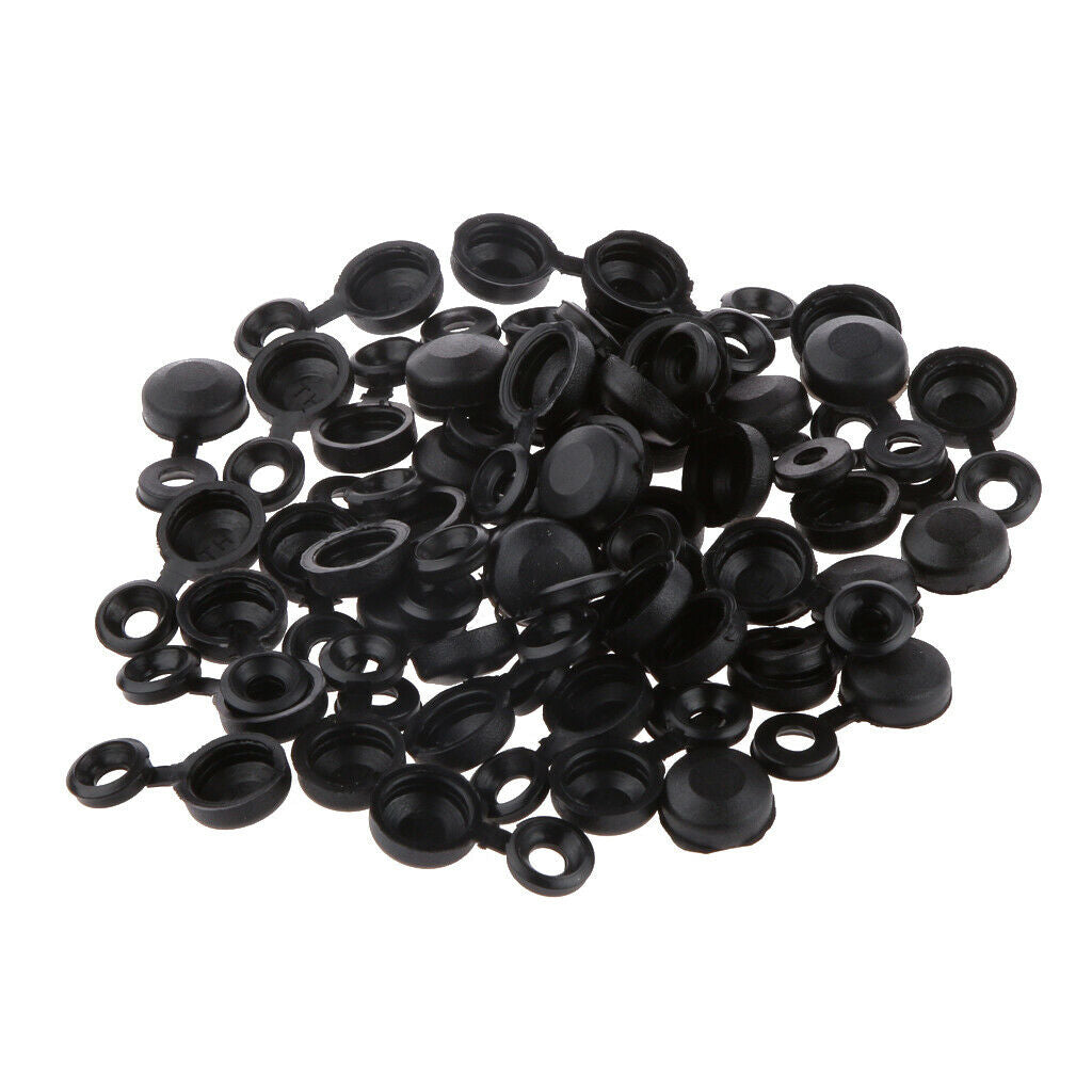 Pack Of 100 Polypropylene Hinged Screw Cover Caps Washers Flip Top