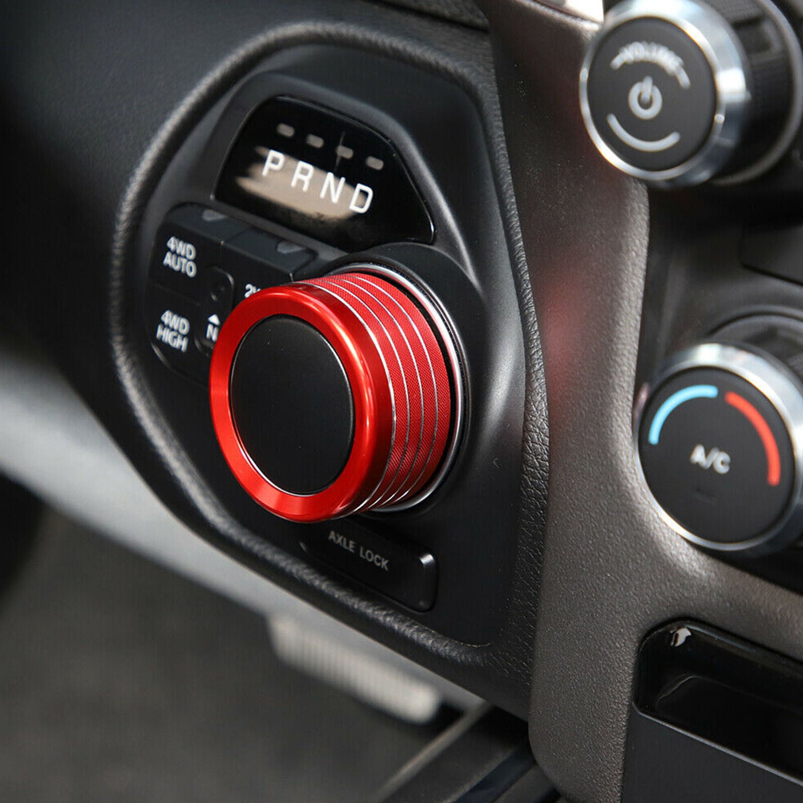 Red Gear Shift Switch Button Knob Bezel Trim Cover for Dodge RAM 2018+ Aluminum