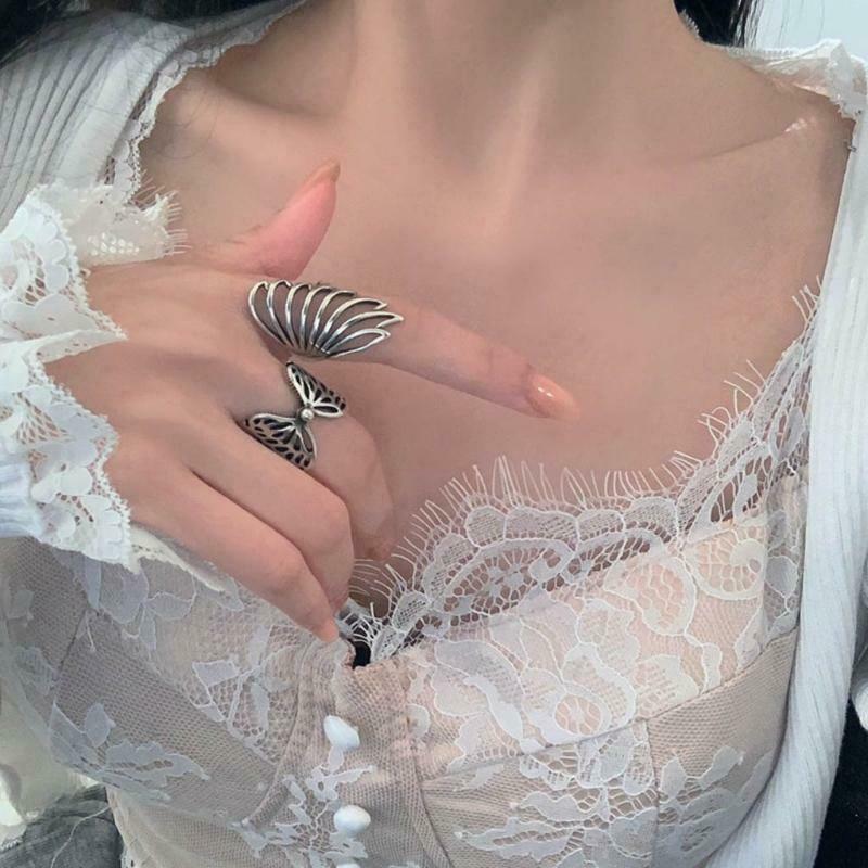 Fashion Butterfly Shaped Wedding Engagement Promise Statement Anniversary Rings