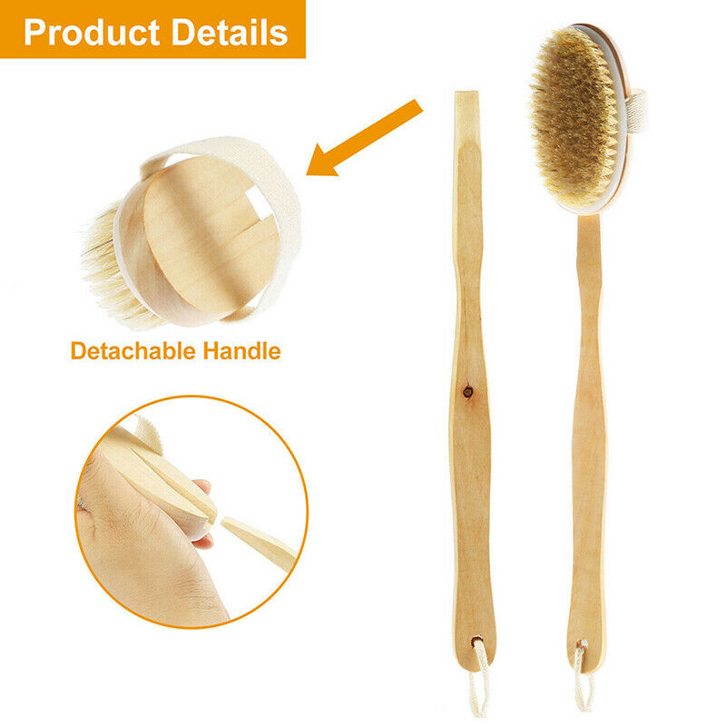 15" Handle Back Body Shower Spa Bath Brush Exfoliating Skin Clean Scrubbe.l8