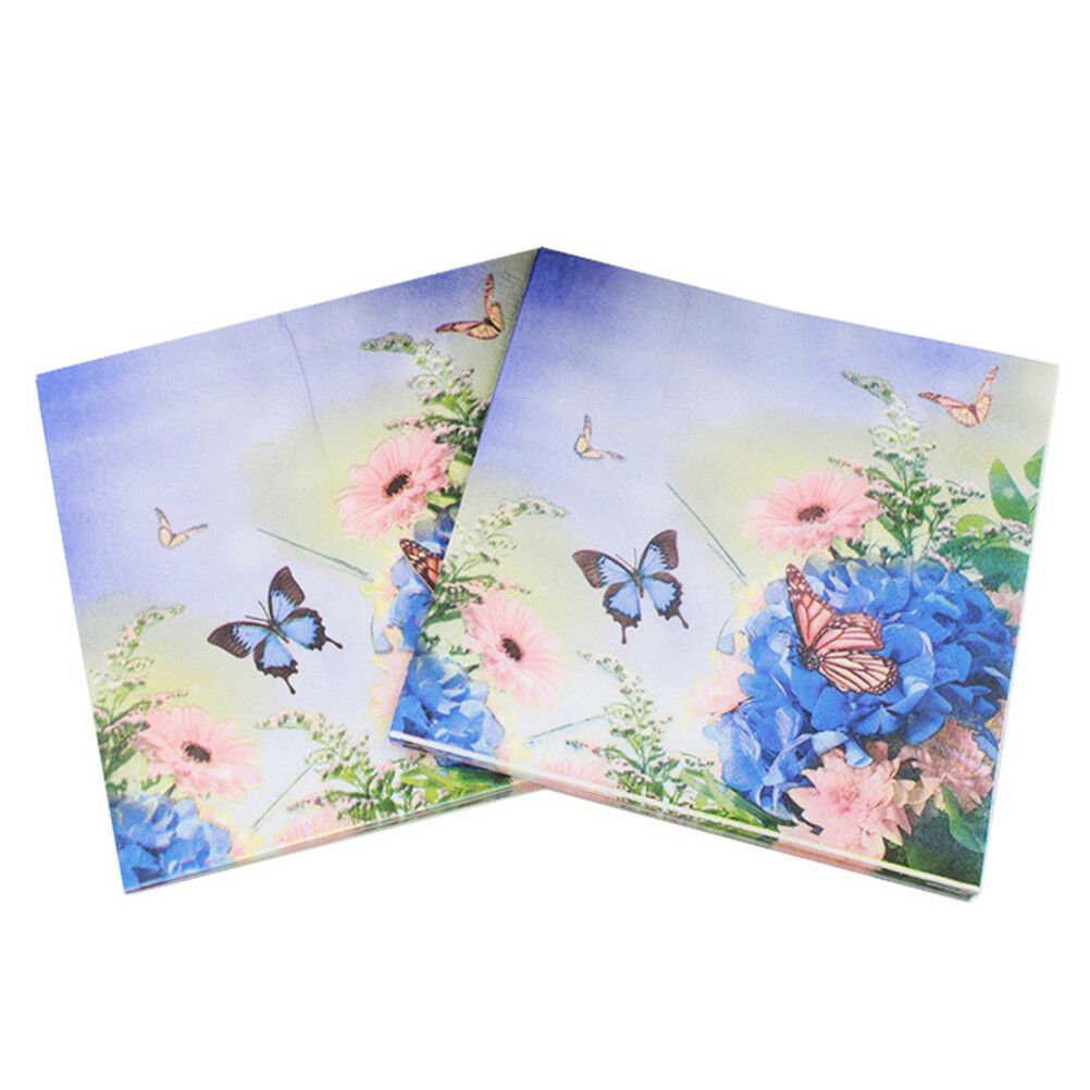 20X purple flower paper napkin butterfly festive & party supplies tissue dDEAU
