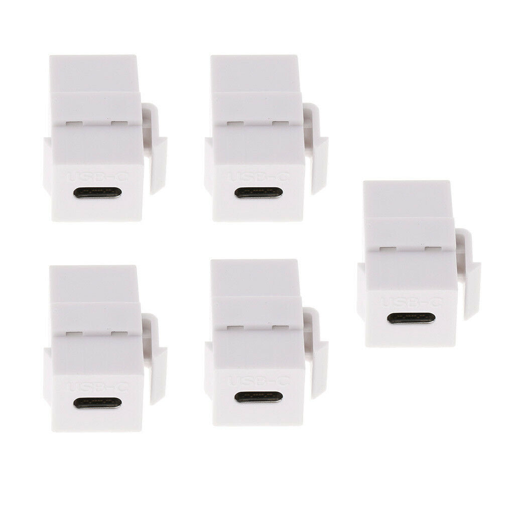 5Pieces Wall Plate Keystone   USB C Type C Female/Female, Coupler Type, White