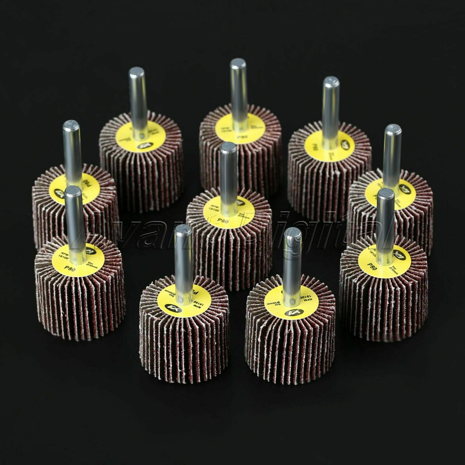 10Pcs 80 Grit Sanding Flap Wheel Disc Polishing Woodworking Grinder Rotary Tool