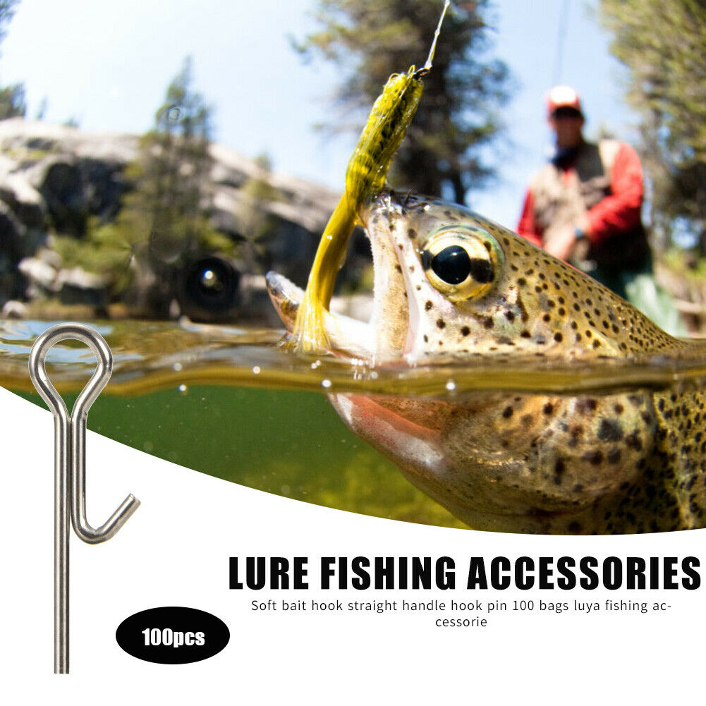 100pcs Fishing Hook Connecting Pins Fixed Lock Assist Soft Lure Bait Tackle  @