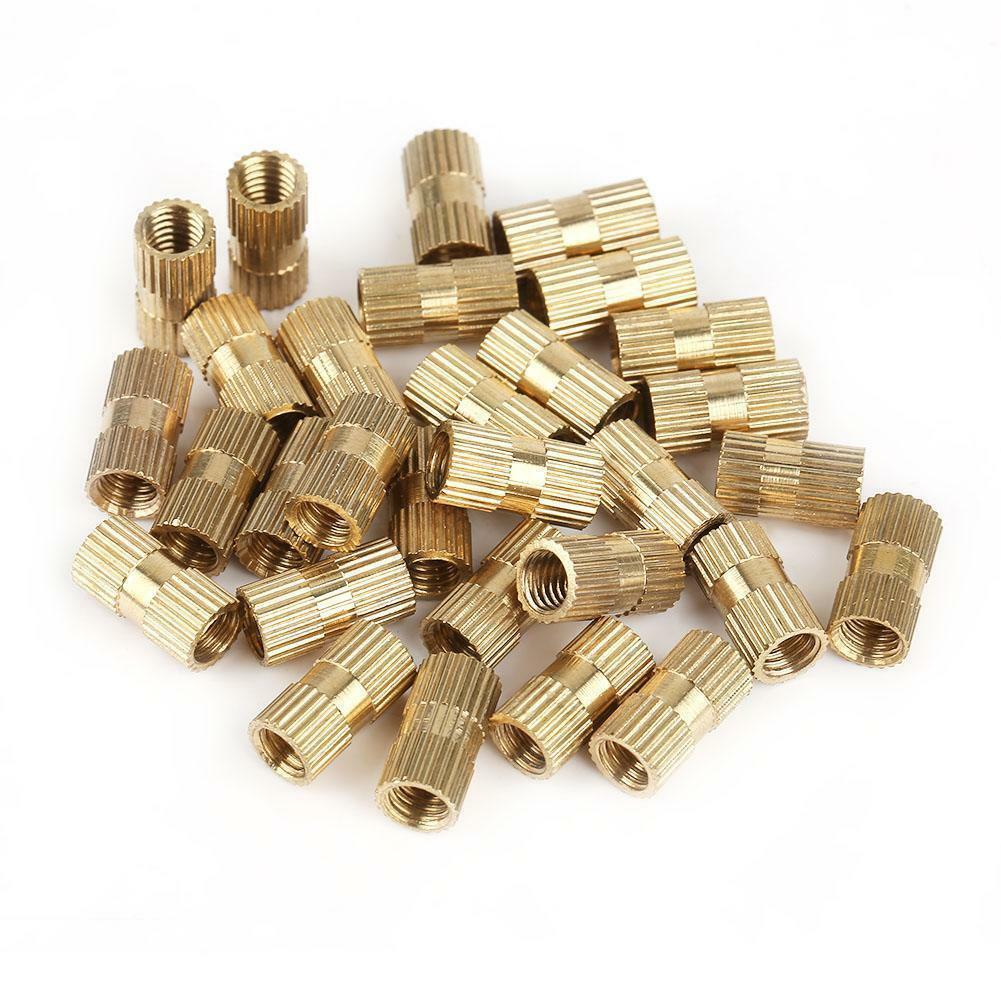 150x M5 Threaded Round Metal Knurl Thread Insert Nuts Brass Tone Nuts Set Kit