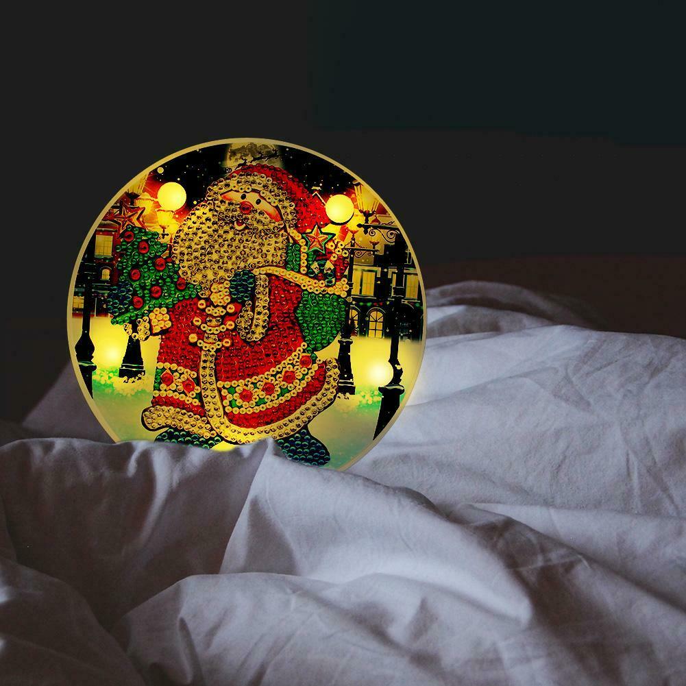DIY LED Special Shaped Diamond Painting Santa Claus Needlework Home Lamp @