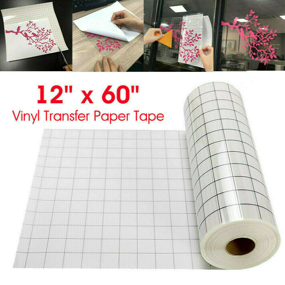 12 x 60 inch Vinyl Transfer Paper Tape Roll Cricut Adhesive Clear Alignment Grid