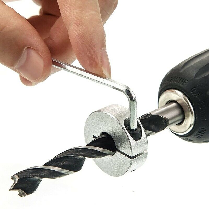 8 Pcs Aluminum Drill Stop Bit Collar Set Drill Stop Depth Collars Limit  with E5