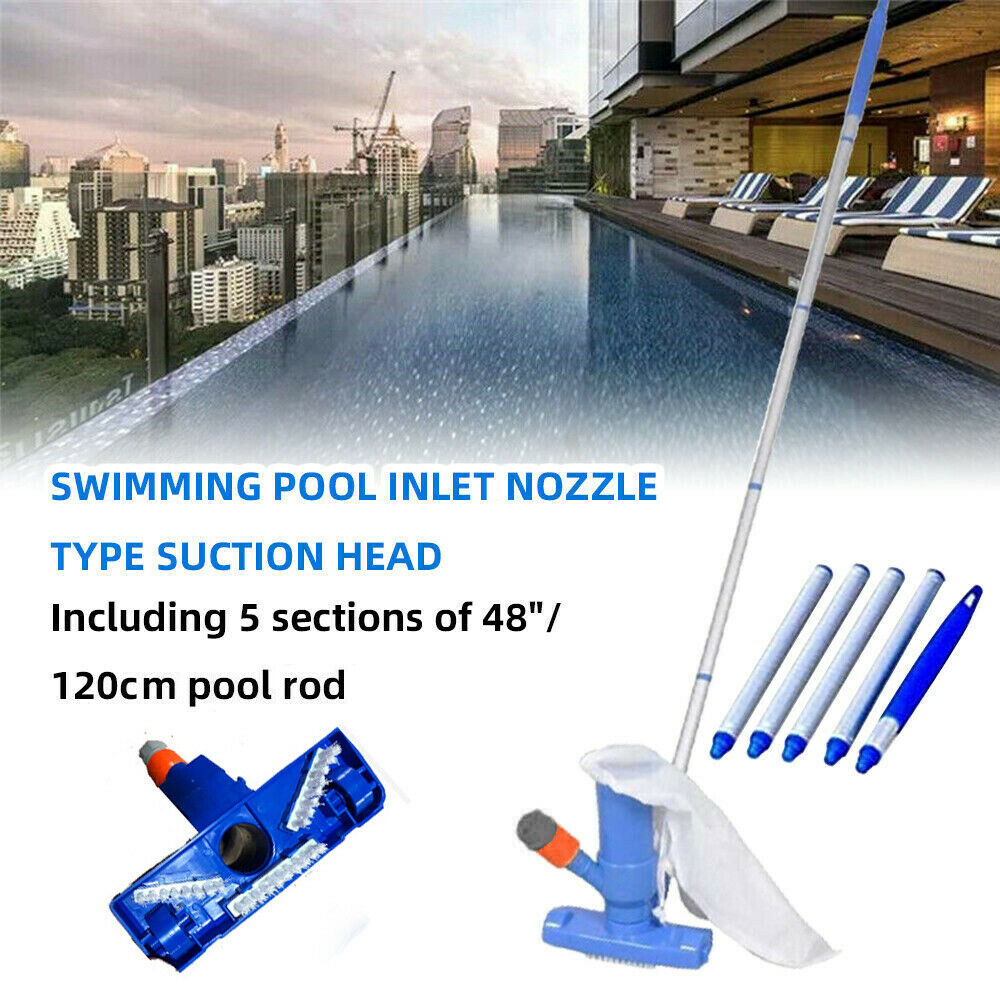Profession Tubs Swimming Pool Jet Vacuum w/ 5 Pole Section Hoover Cleaner Set