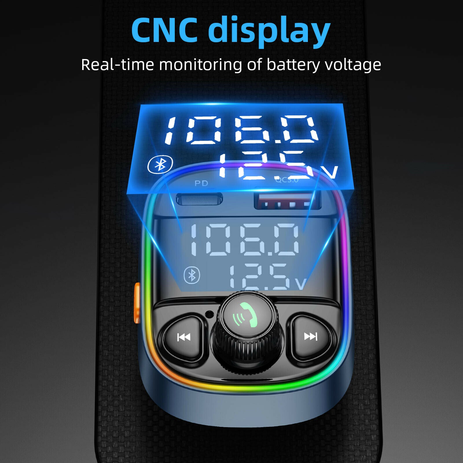 C87B Car Mp3 PD/QC3.0 Bluetooth Car Charger FM Transmitter U Disk Music Player