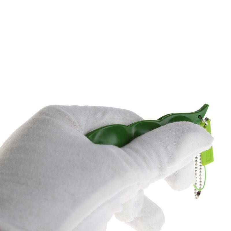 Squeeze-a-Bean Soybean Fidget Vent Toys Stress Relieving Keychain Keyring Gift