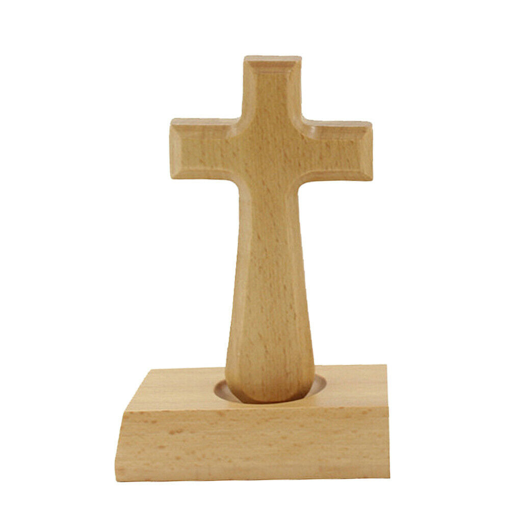 Small Holy Wooden Standing Cross 5" Table Cross Plain Decor Gift Square top