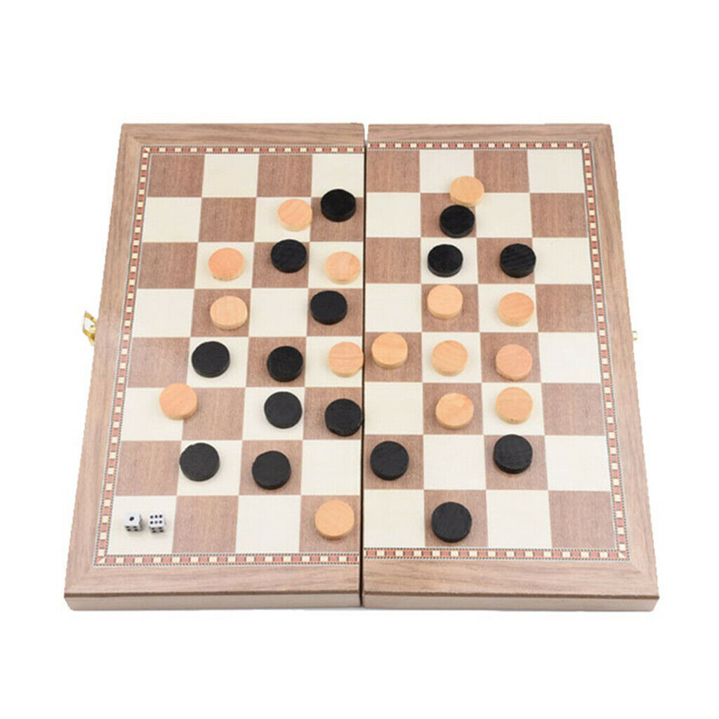 Competitive 3-in-1 Wooden Carved Chess Set Gobang Board Games 11.6x11.6 Inch