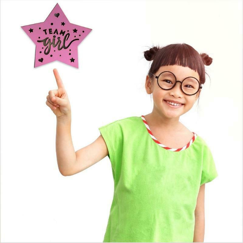 Team Girl Sign Wooden LED Light Star Shape Ornament for Baby Shower Decoration